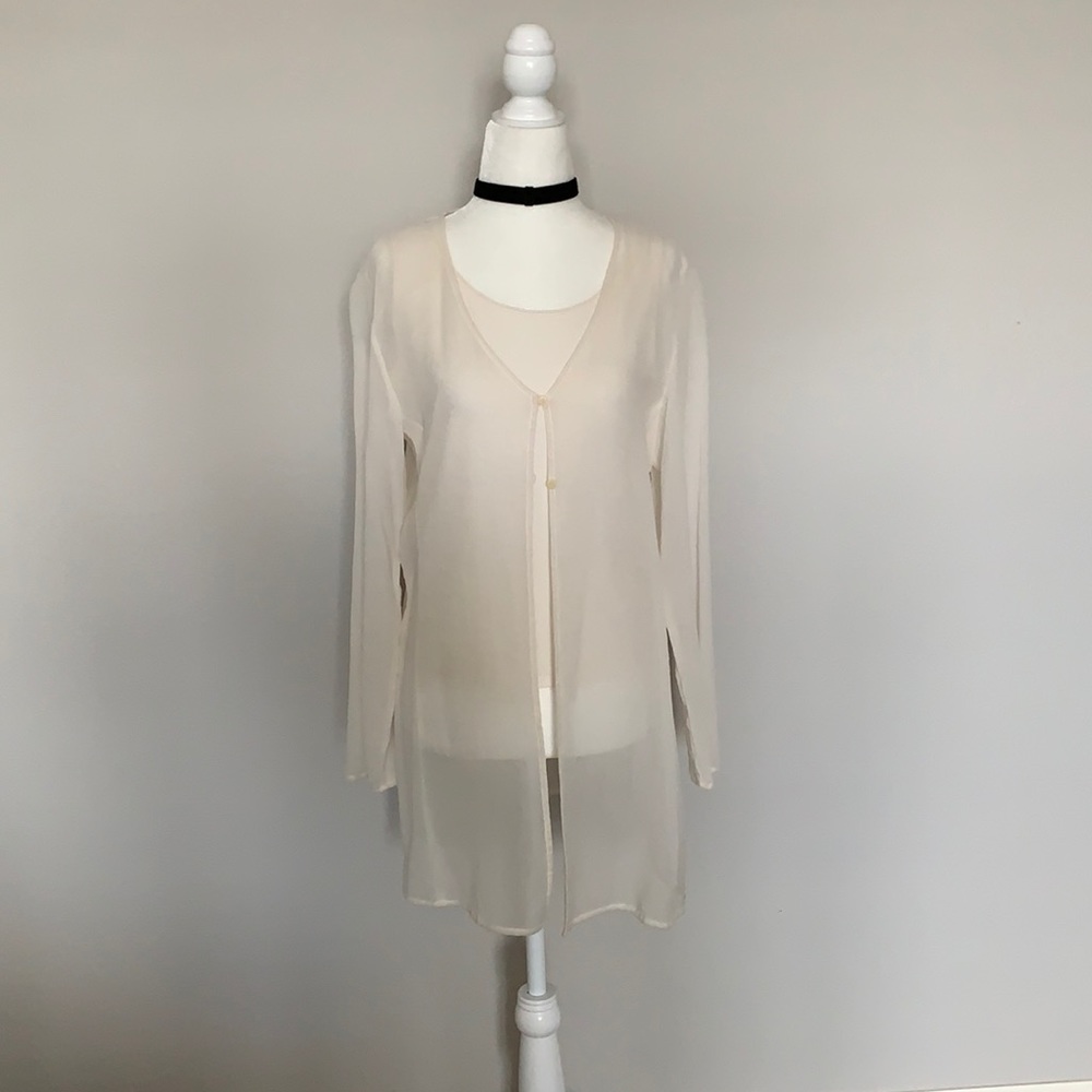 🌿 Eileen Fisher Silk Tunic cardigan & Tank cream
